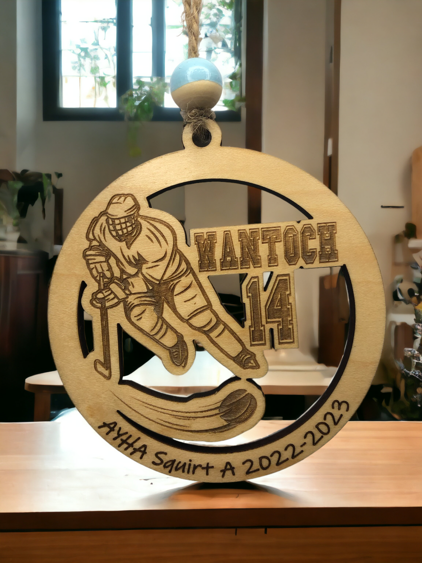 Custom wooden Hockey Ornament